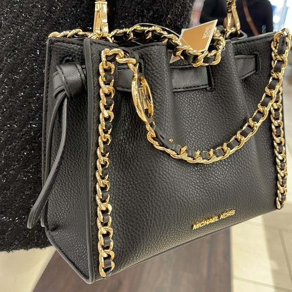 Michael Kors Women's Mina Small Belted Chain Crossbody Bag - Black - Shoulder - Picture 5 of 16